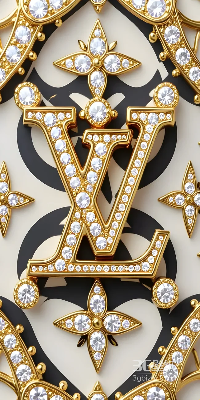 LV镶钻字母标·奢华精致风 路易威登品牌手机壁纸1