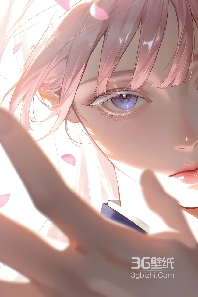 粉色发紫眸少女·唯美二次元风 高清竖屏壁纸1