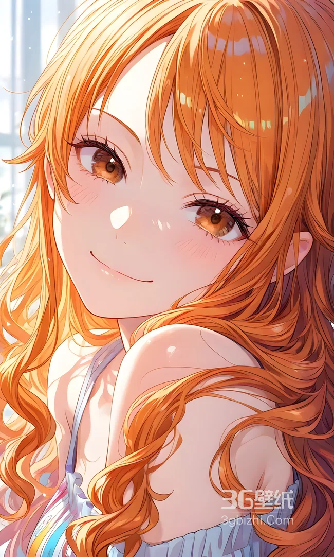橙发少女·温柔浅笑·海贼王人物娜美 二次元治愈风原创动漫壁纸（治愈系少女壁纸）1