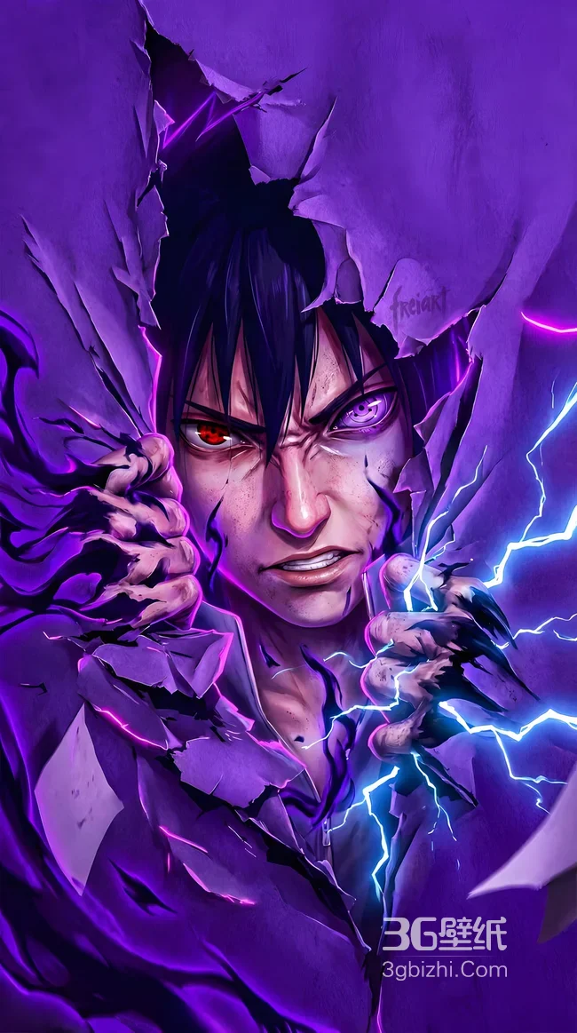 宇智波佐助·写轮眼轮回眼雷遁 暗黑炫酷火影忍者壁纸1