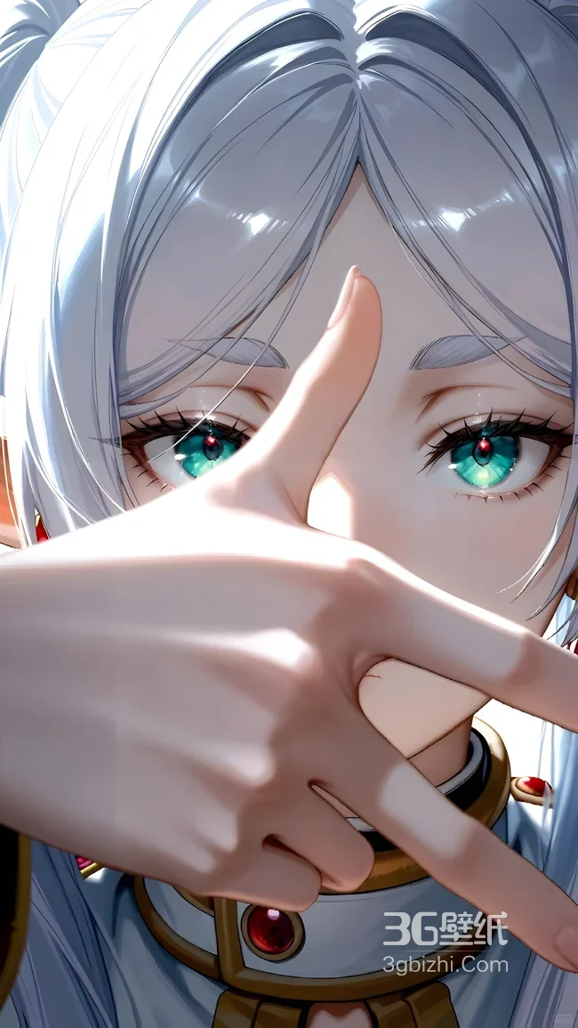 银发绿瞳少女·宝石饰服·二次元唯美 动漫风高人气手机壁纸1