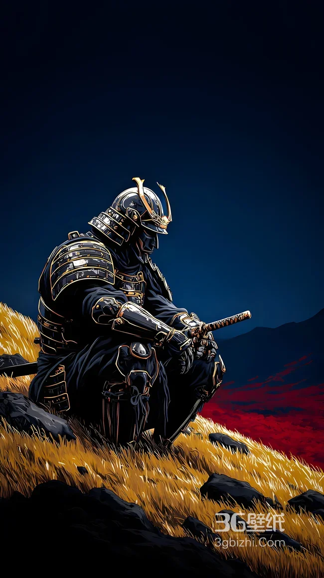 暗黑盔甲武士·太刀静思 冷峻武道风武士壁纸1