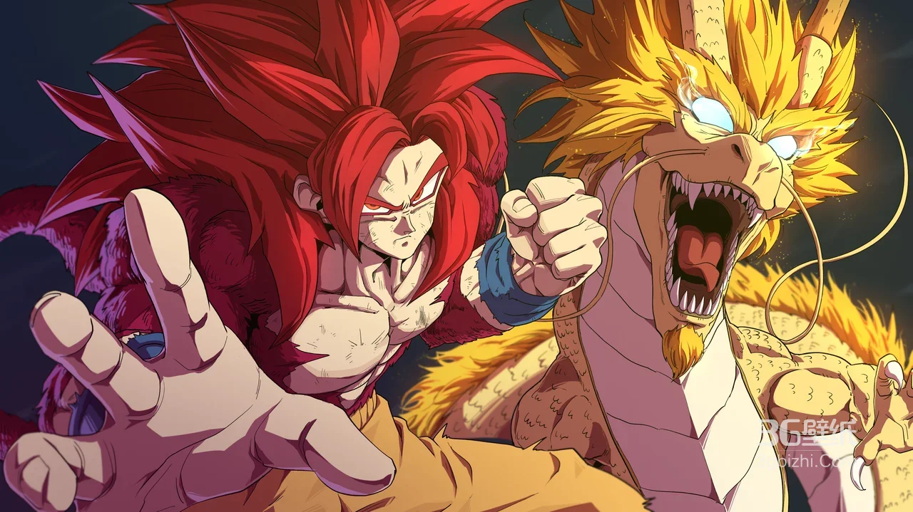 孙悟空·超四形态&神龙 龙珠热血动漫电脑壁纸1