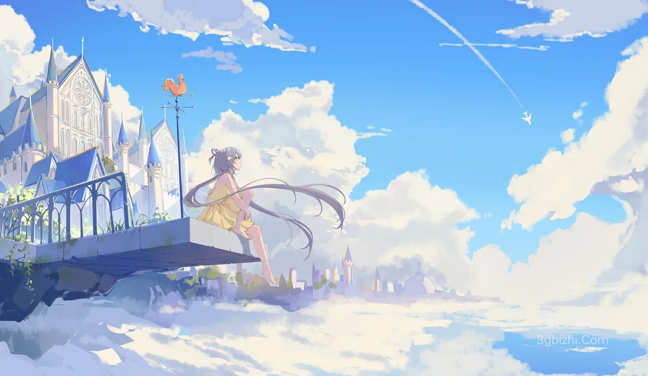 洛天依·云海城堡 国漫唯美风 梦幻电脑壁纸1