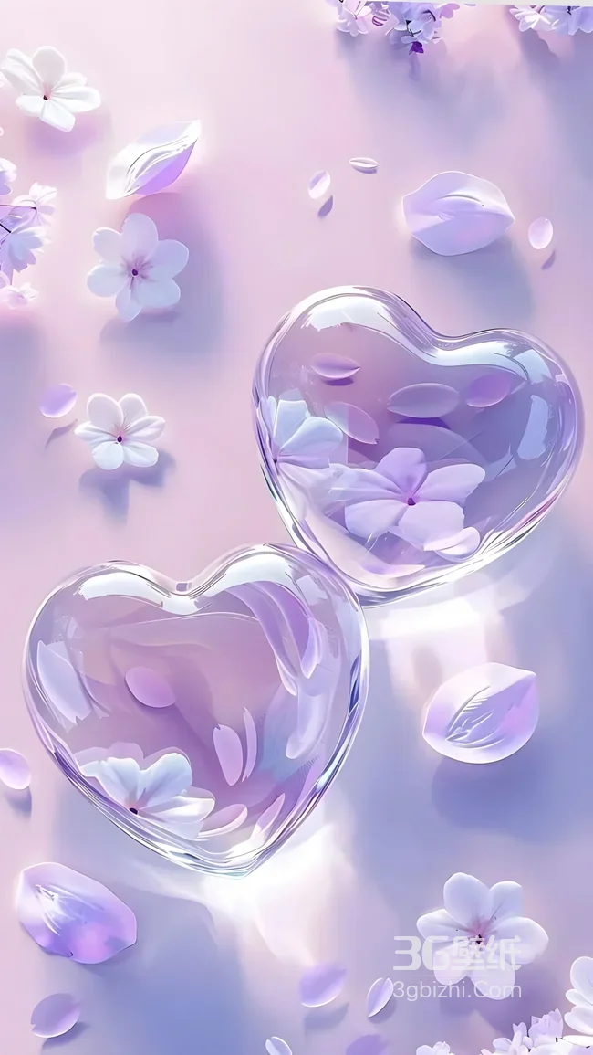 透明爱心花漾花瓣 唯美梦幻浪漫手机壁纸1