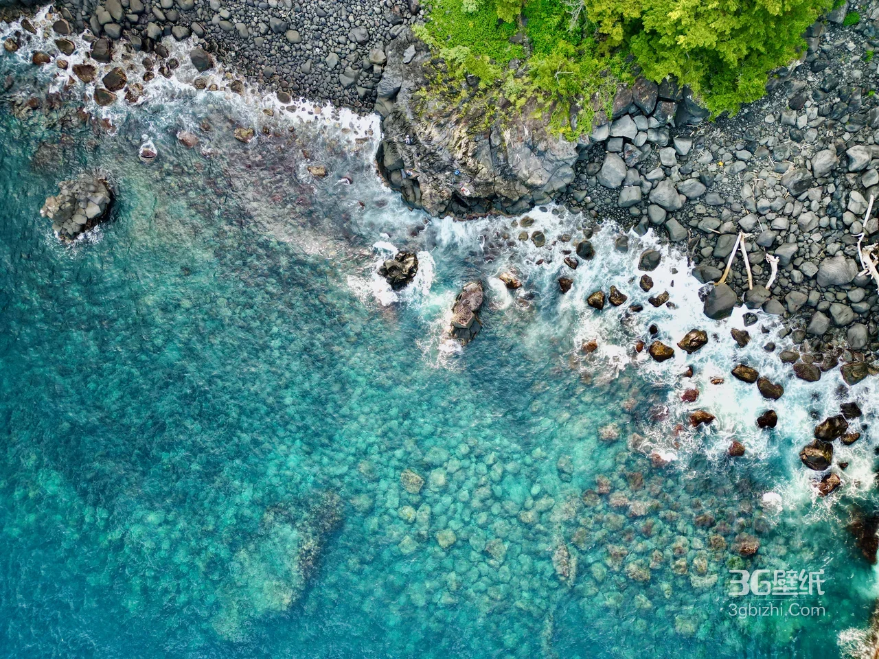 海岸礁石·清澈蓝海唯美自然 超清新海洋风景壁纸1