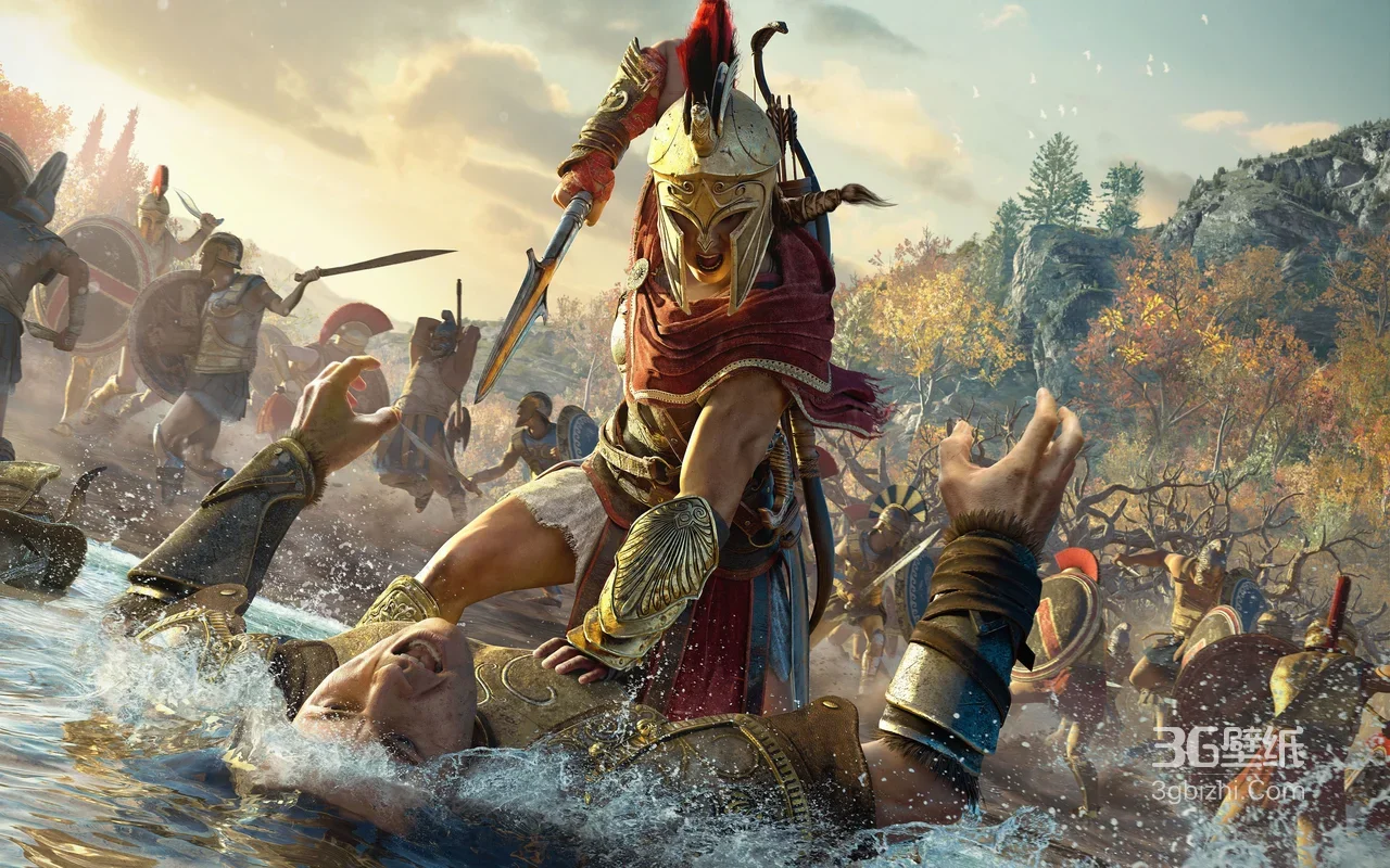 刺客信条奥德赛 斯巴达战士激战写实风游戏壁纸1