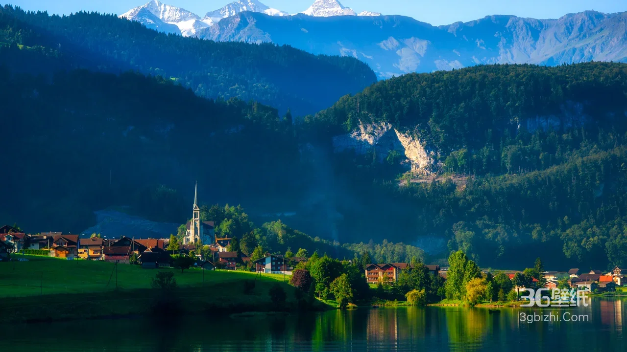 湖光山色小镇·唯美阿尔卑斯风 自然风景电脑壁纸1