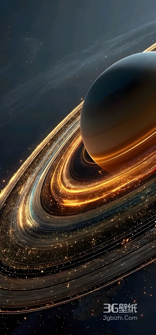 科幻唯美宇宙行星环·粒子发光星空手机壁纸1