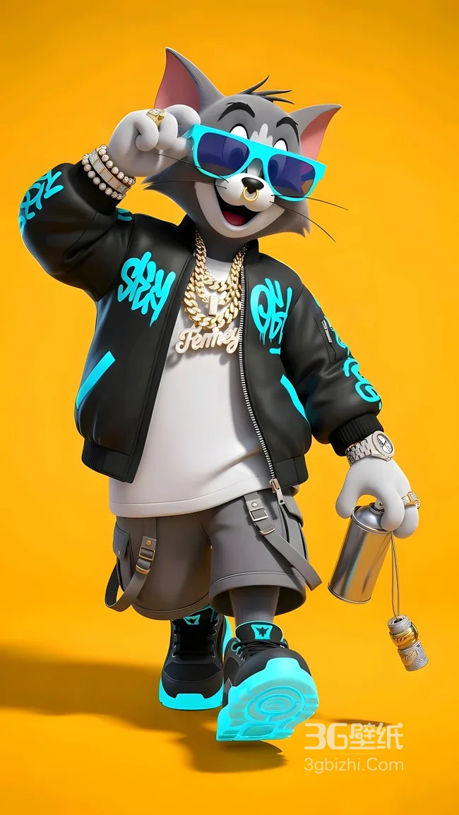 汤姆（猫和老鼠）嘻哈潮酷风 潮流穿搭卡通壁纸1