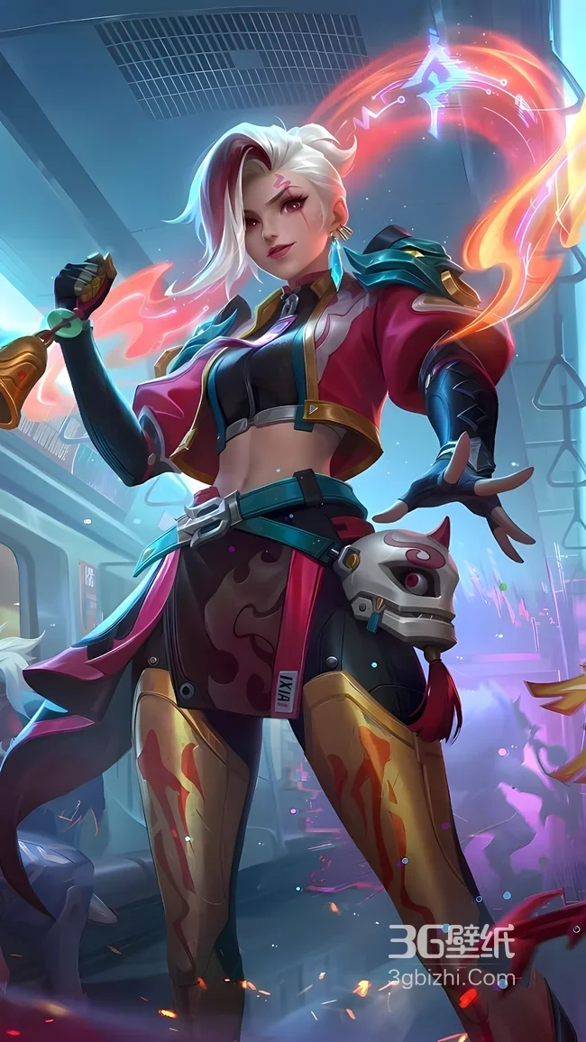 不知火舞·绯月行 赛博国潮风 王者荣耀 炫酷角色壁纸1
