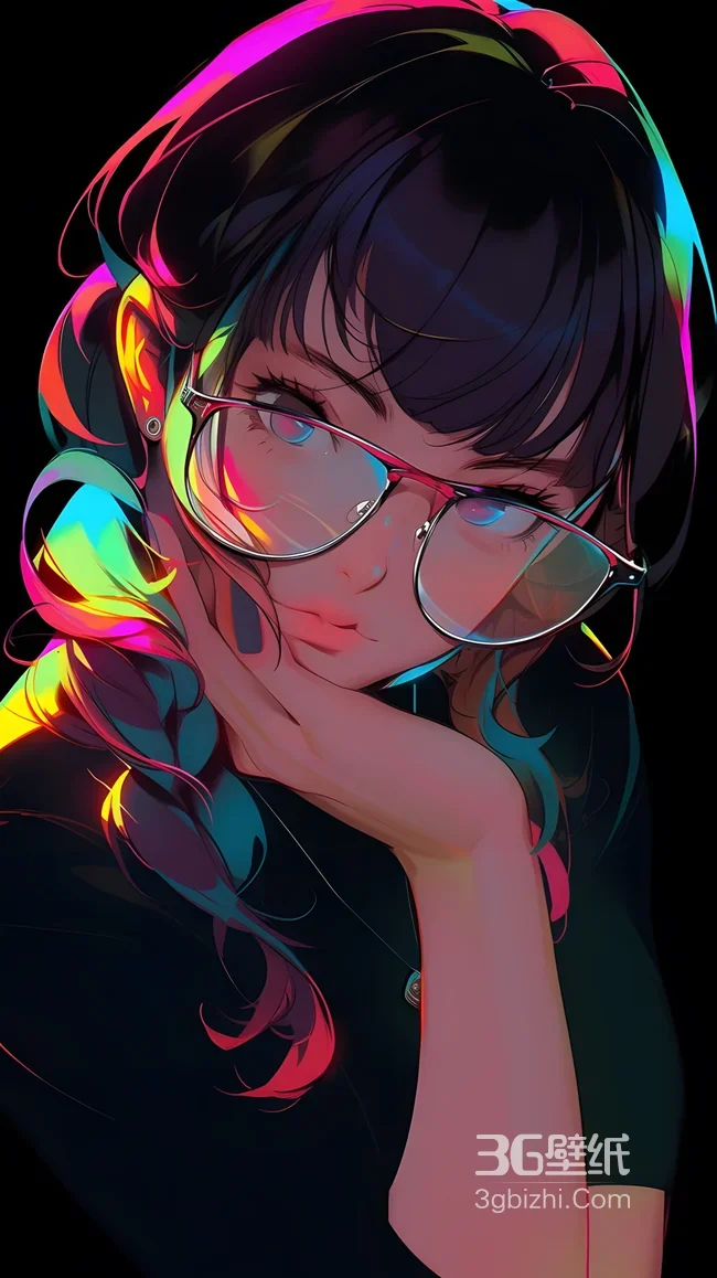 炫彩霓虹少女·眼镜渐变发 高人气个性壁纸1
