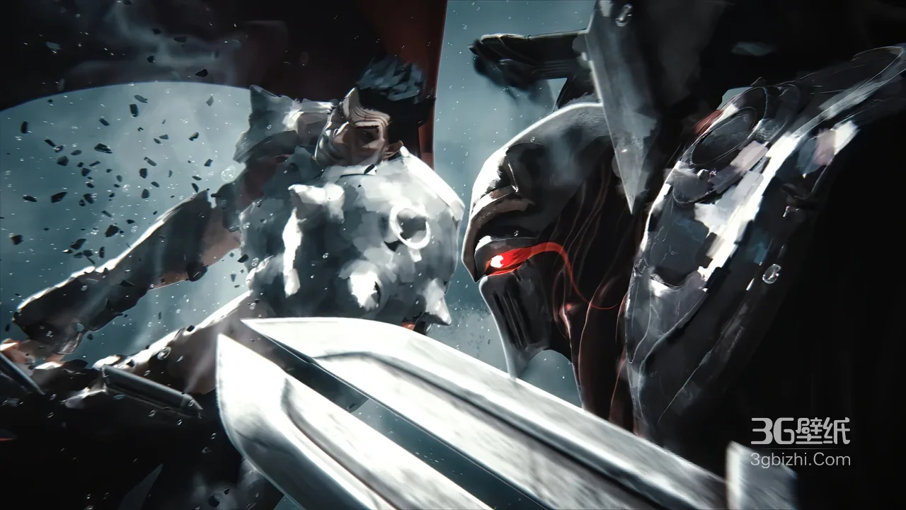 盔甲战士VS机甲战士·暗黑写实游戏CG 热血战斗电脑壁纸1