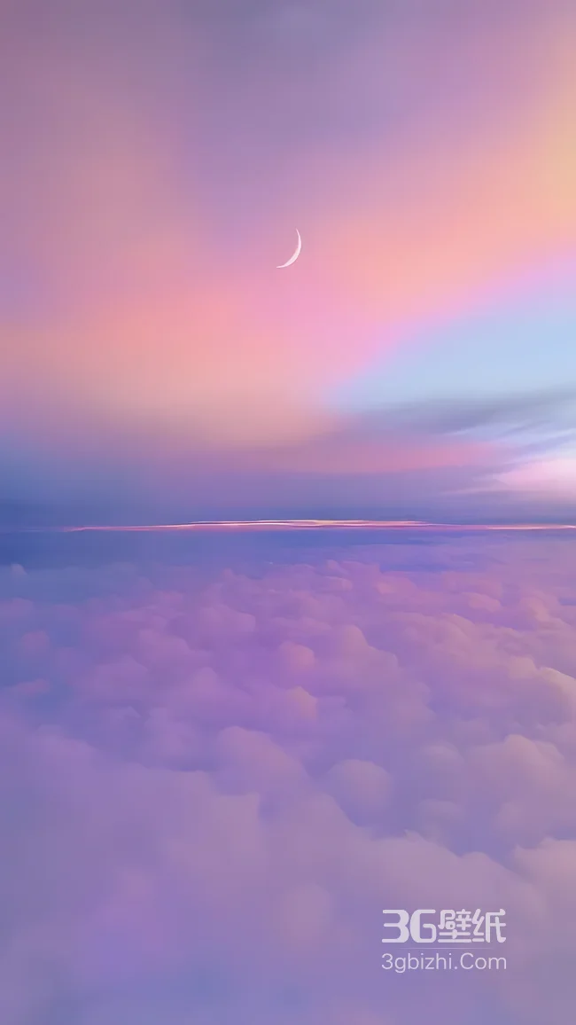 云海月牙·梦幻粉紫唯美风 治愈系天空壁纸1