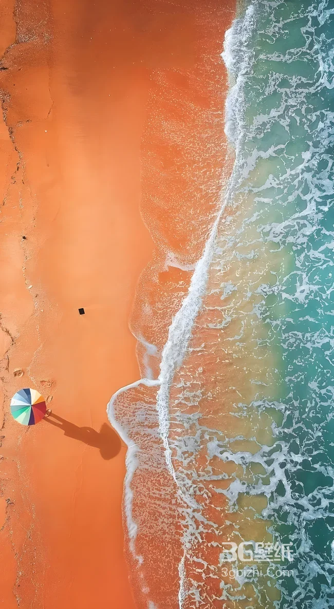 海滩海浪彩虹伞·唯美清新风 高人气竖屏手机壁纸1