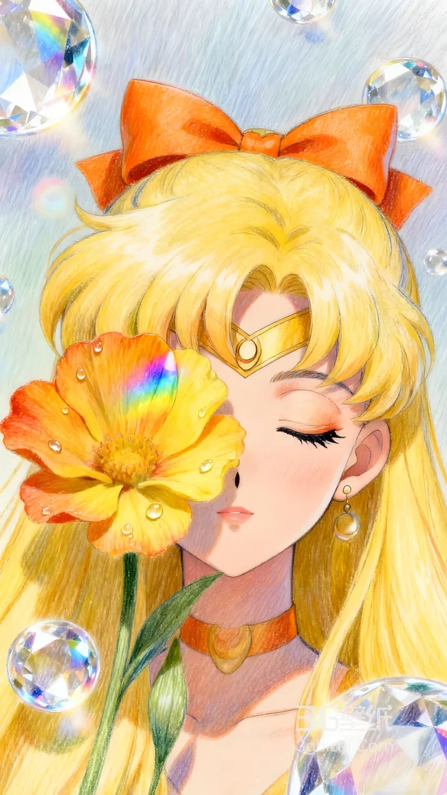 爱野美奈子·花映金饰 美少女战士唯美手绘治愈系手机壁纸1