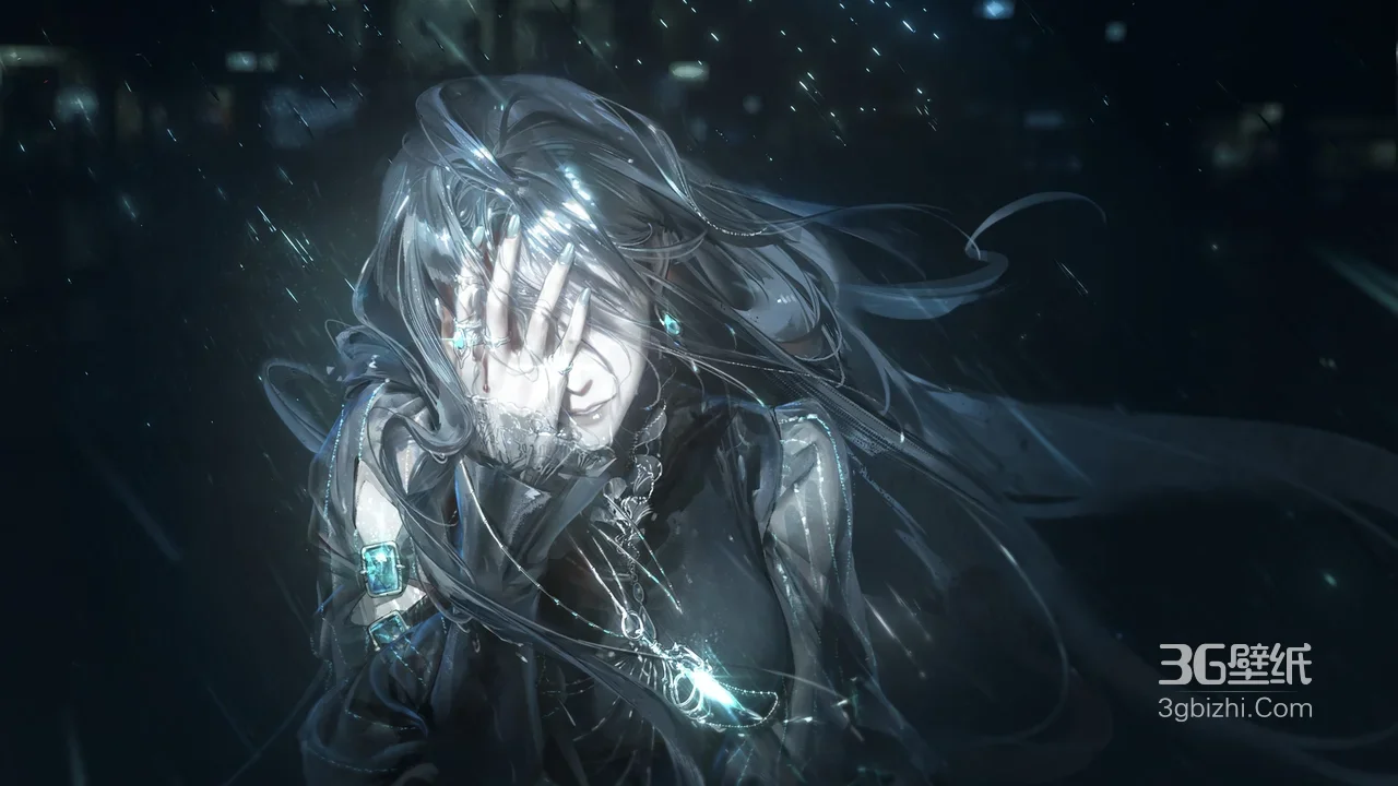 暗黑风神秘少女·雨夜流光 宽屏电脑壁纸（超现实雨夜人物壁纸）1