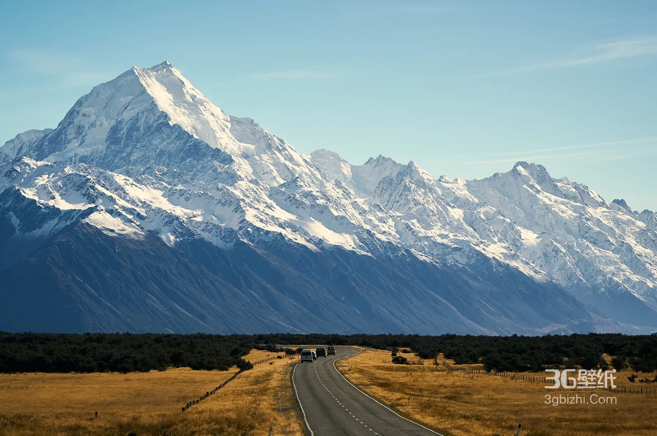 新西兰库克山雪山公路·唯美写实 宽屏风景电脑壁纸1