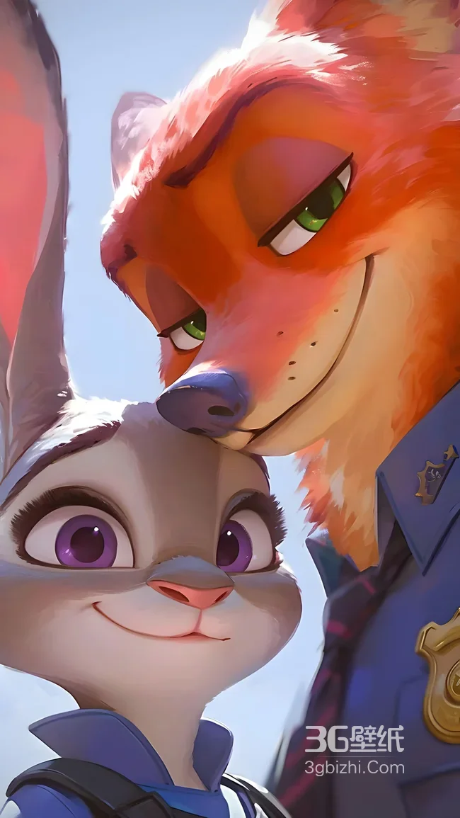 朱迪&尼克·温馨贴贴 卡通动漫风 疯狂动物城壁纸1