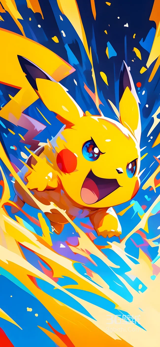 皮卡丘·电光迸发 动漫炫彩风 宝可梦热血手机壁纸精选1