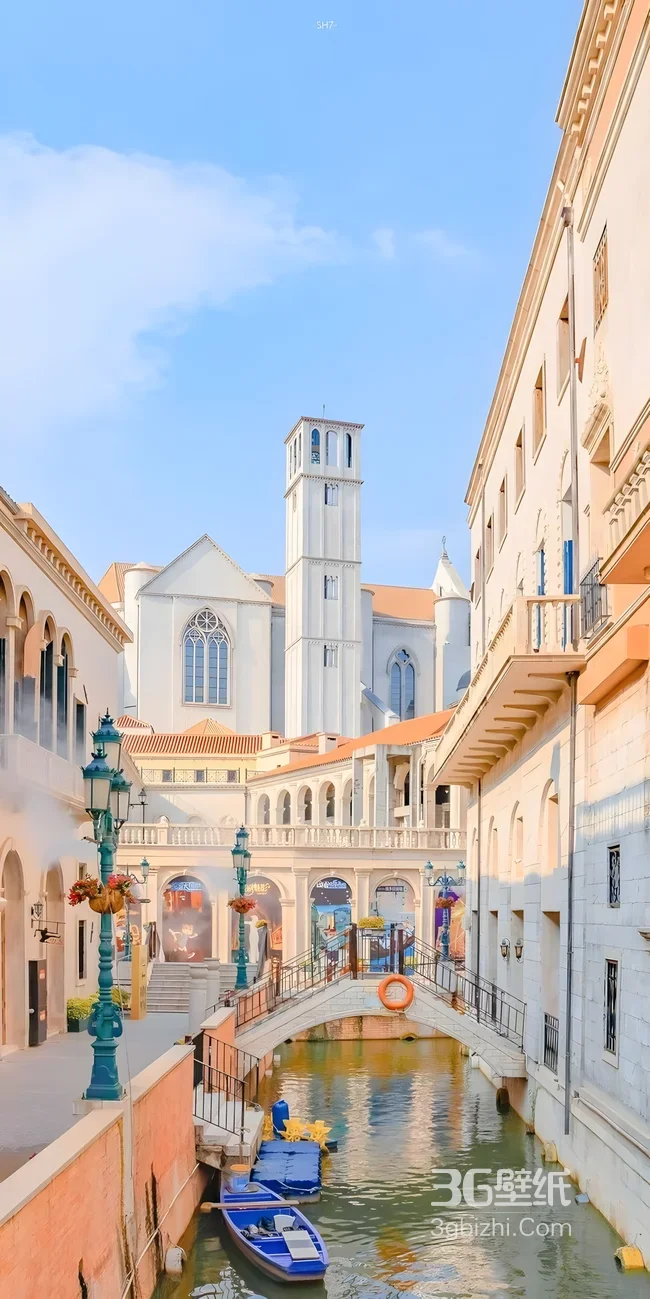 威尼斯风欧式水街钟楼·唯美清新·热门欧式街景壁纸1