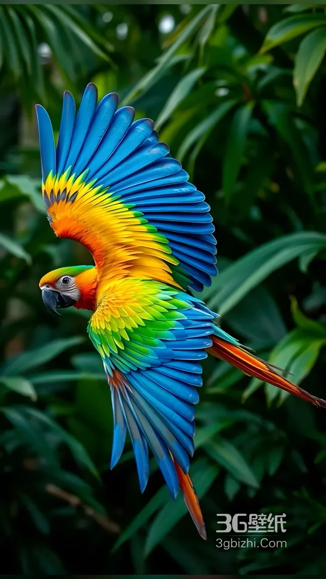 金刚鹦鹉振翅炫彩 写实风热带鸟类壁纸精选1