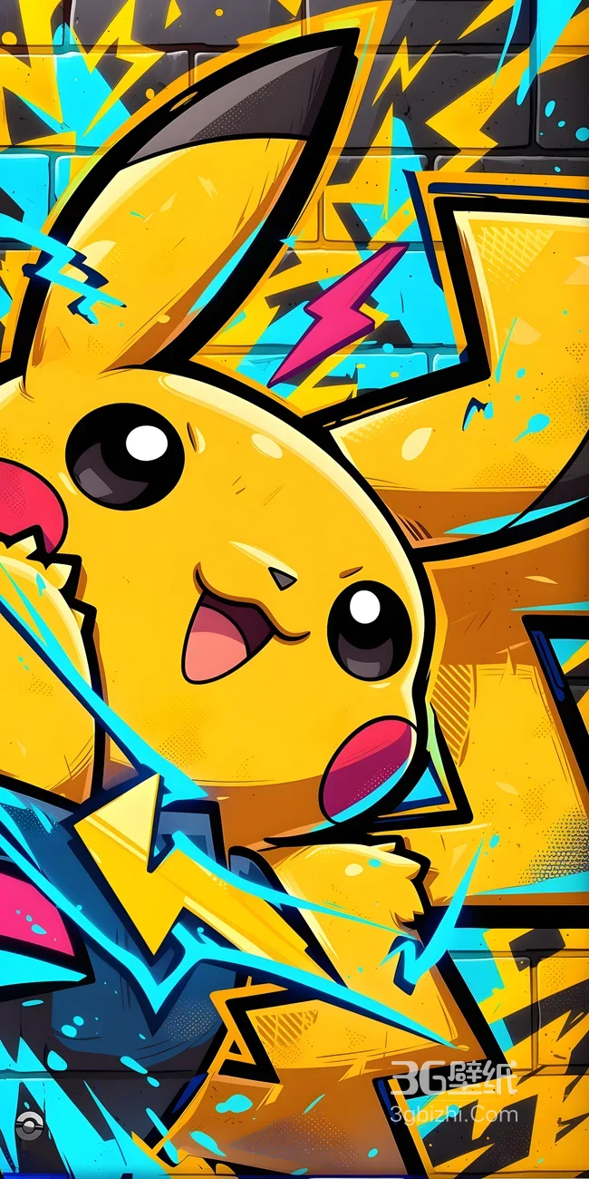 皮卡丘·街头涂鸦风 热门宝可梦手机壁纸1