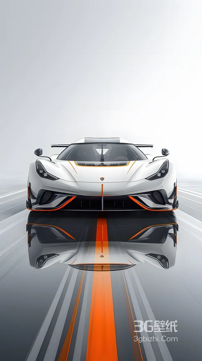 白色超跑·橙线科技极简风 超跑手机壁纸1