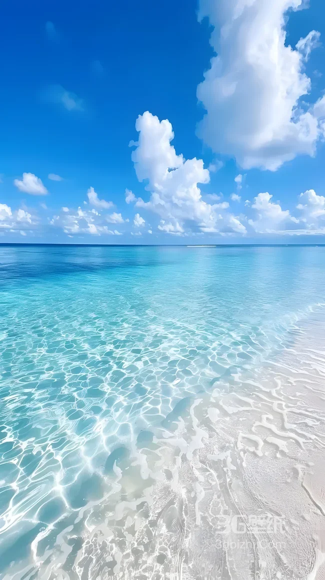 澄澈蓝海白沙滩·唯美清新 热带海滨手机壁纸1