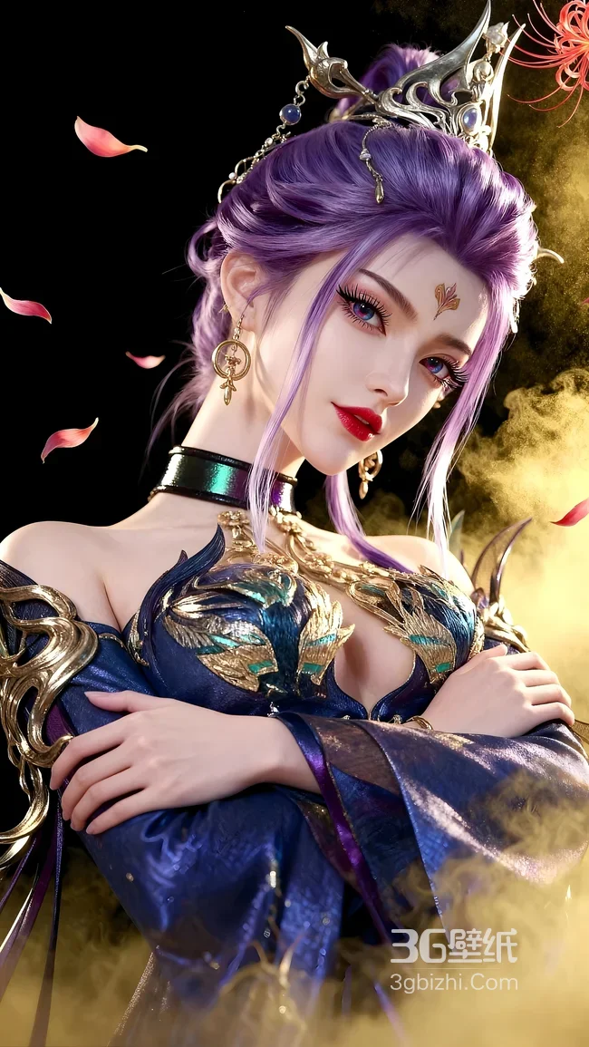 国风玄幻游戏角色·紫发冷艳 古风仙侠手机壁纸1