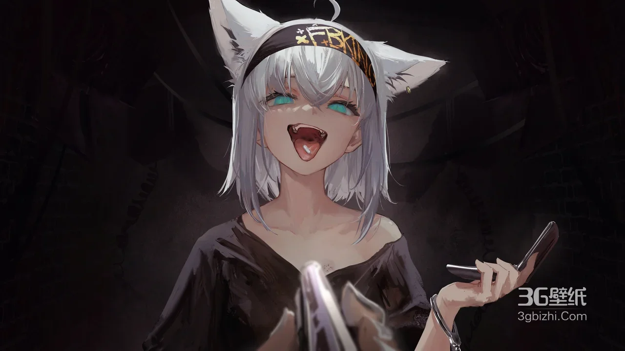 白上吹雪·狐耳暗黑风 二次元虚拟主播高人气电脑壁纸1