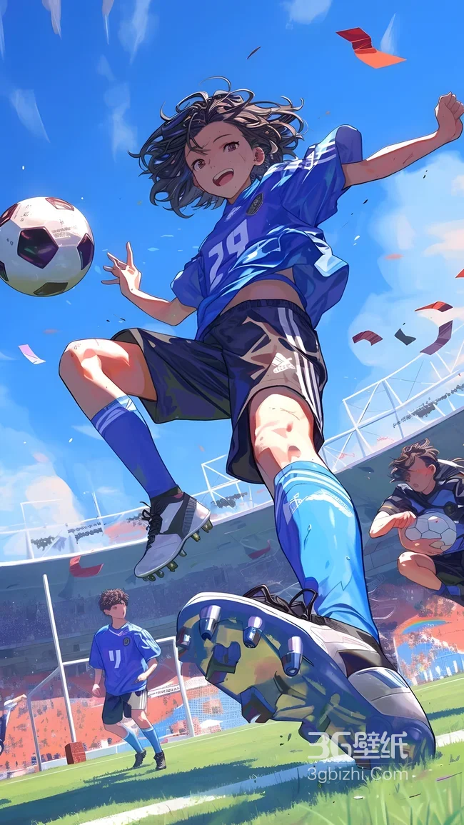 足球动漫少女·29号踢球 日系动漫风 热血足球场壁纸1