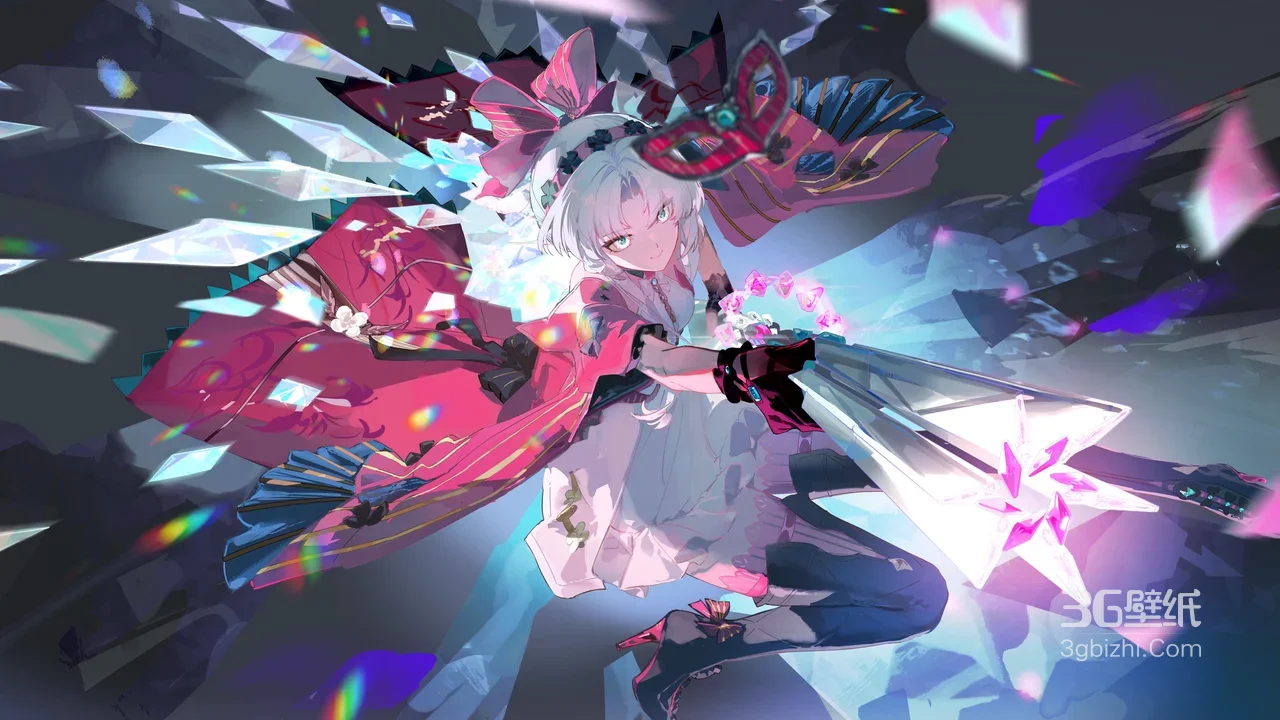 游戏风少女·水晶剑炫彩特效 二次元奇幻电脑壁纸1