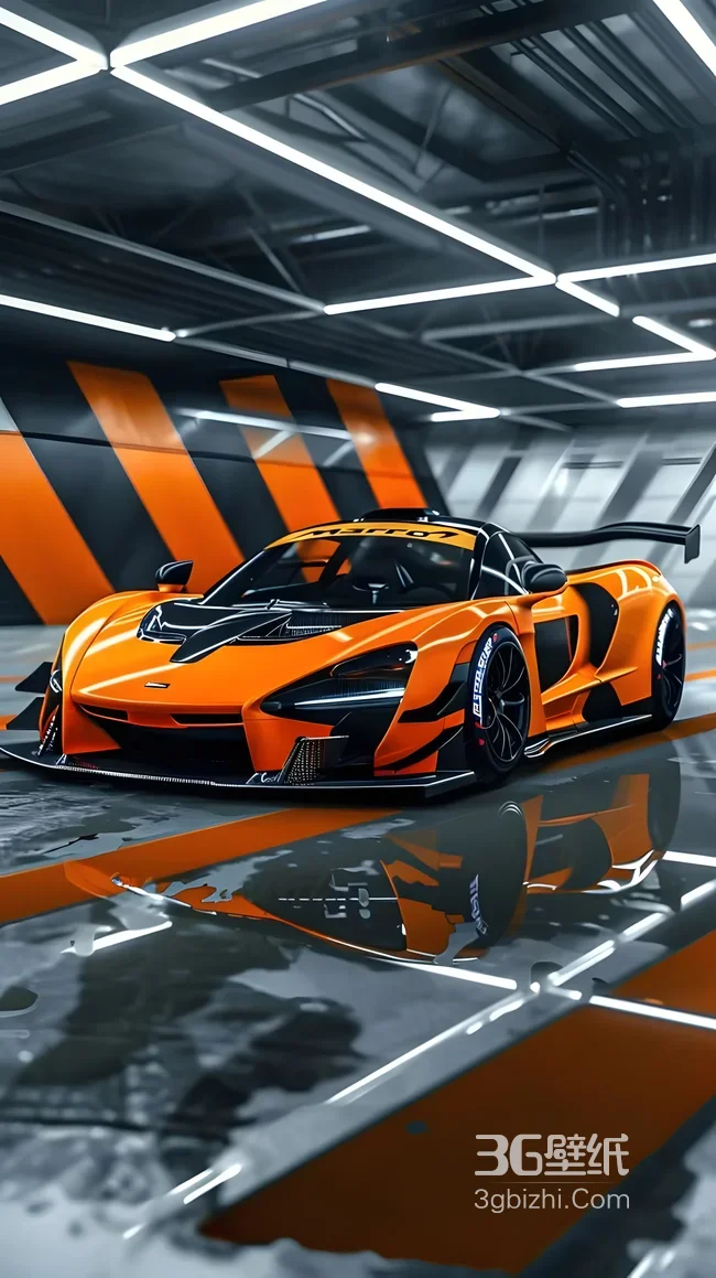 迈凯伦超跑·橙黑竞速写实风 专业车库高质感壁纸1