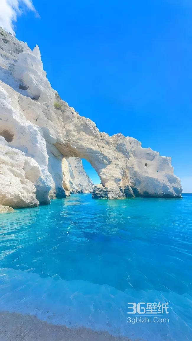 白色岩拱海岸·唯美清新风 海边自然奇观高清手机壁纸1