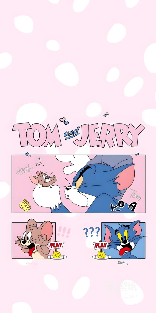 Tom&Jerry·粉系可爱互动 猫和老鼠动画壁纸1