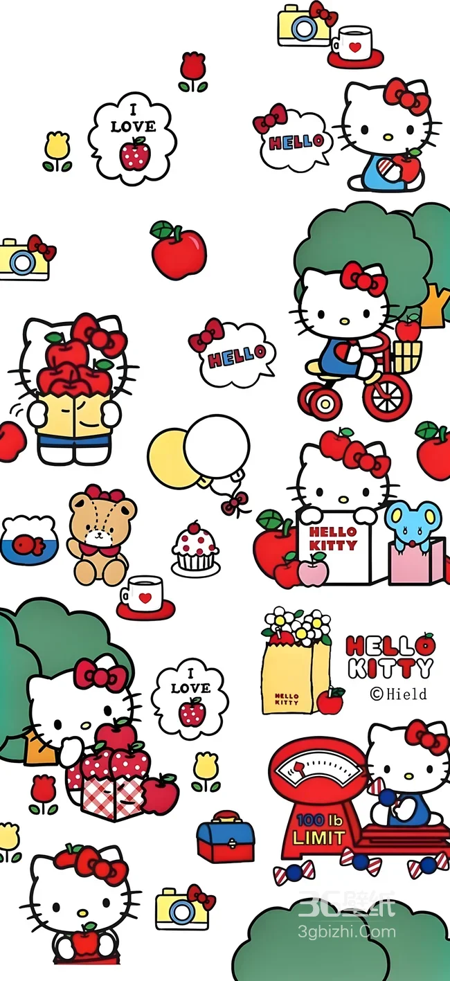 Hello Kitty·苹果主题可爱风手机壁纸 萌系卡通背景1