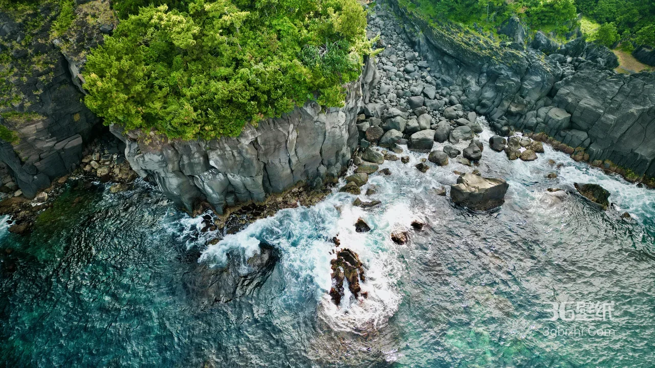 海岸岩壁海浪礁石·写实自然风 清新滨海电脑壁纸1