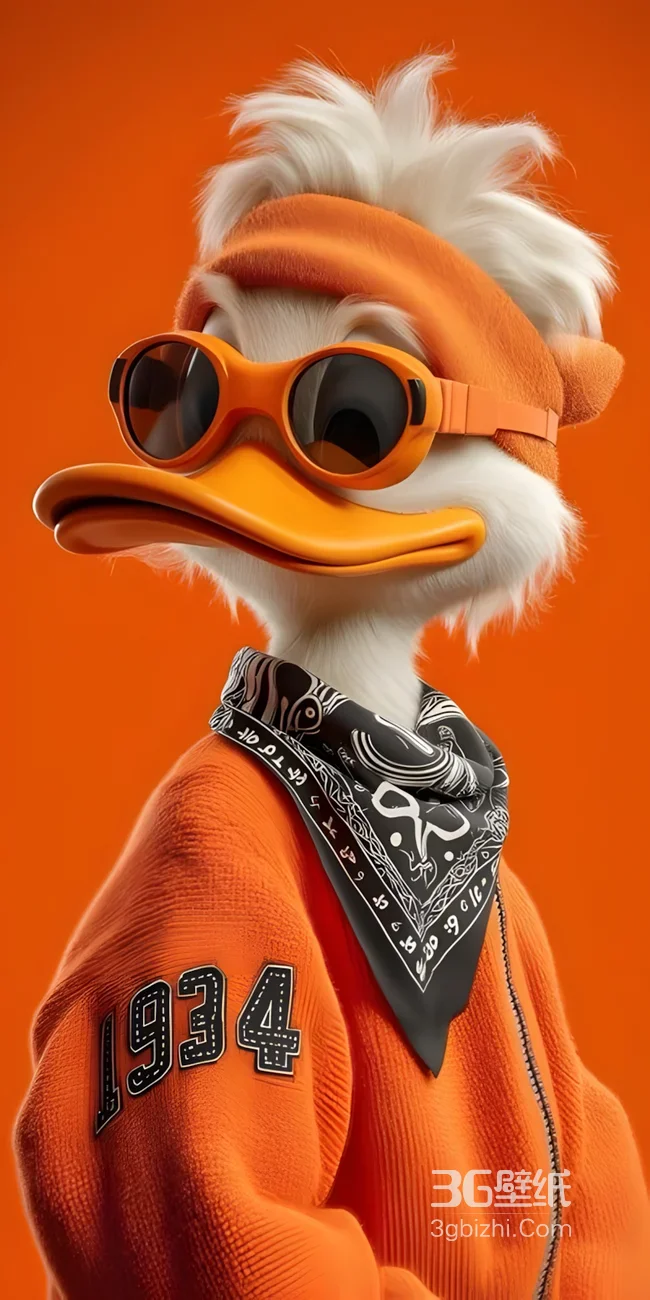 潮酷拟人鸭·复古街头风 墨镜头巾穿搭高人气手机壁纸1