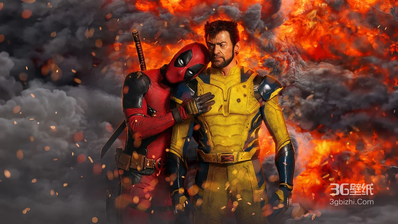 死侍·搞怪依偎 金刚狼·战衣 影视《死侍与金刚狼》电脑壁纸1