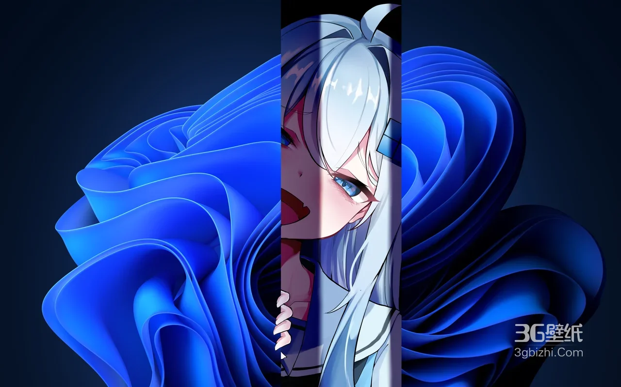 神乐七奈·银发蓝眸笑颜 二次元唯美宽屏壁纸1