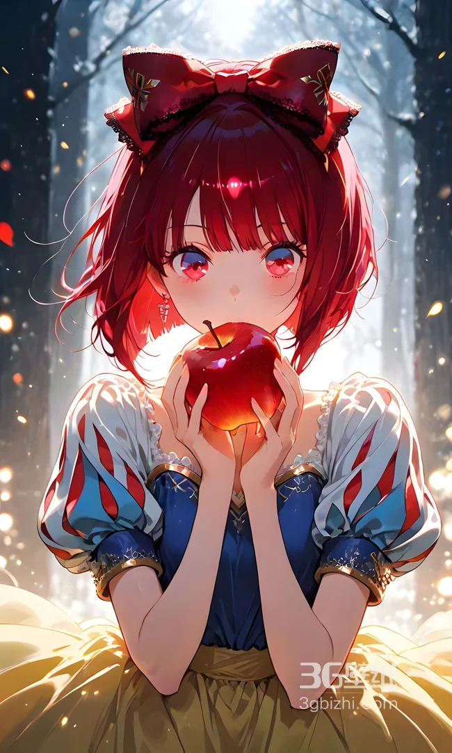 白雪公主同人红发少女抱红苹果 二次元唯美 热门手机壁纸1