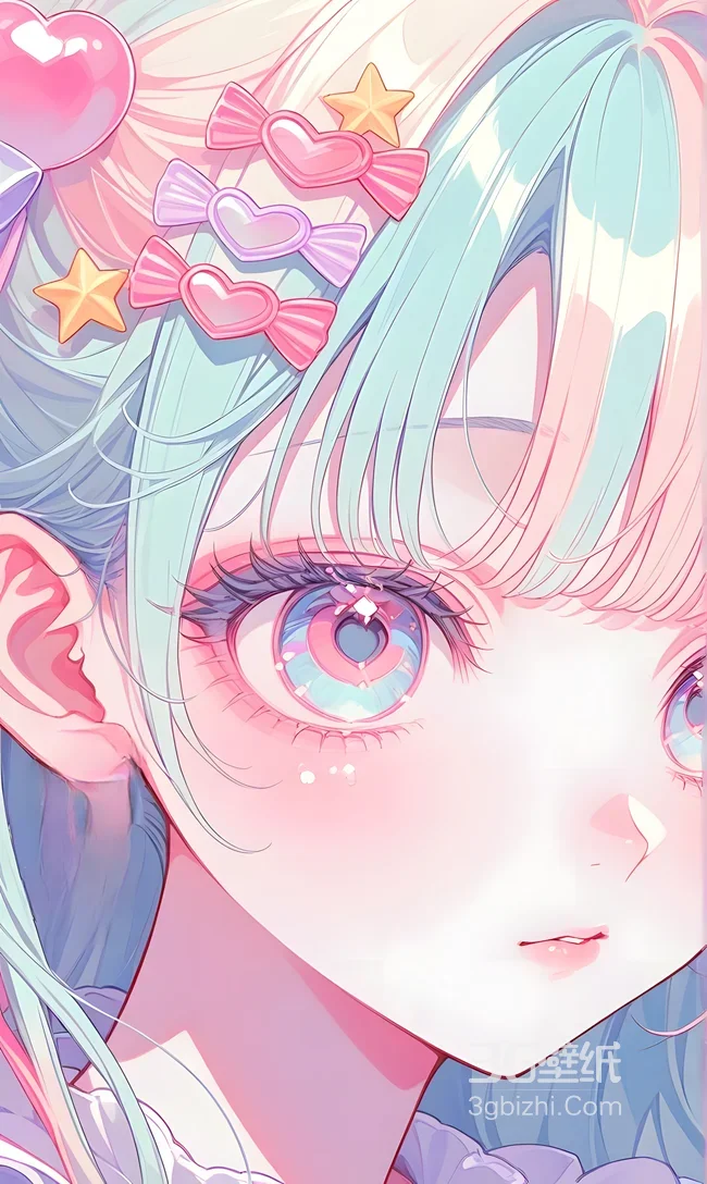 二次元美少女·马卡龙色系梦幻风·原创手绘 高人气萌系手机壁纸1