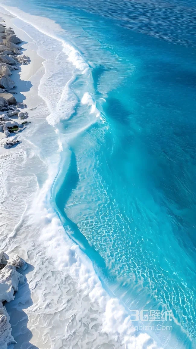 澄澈海滩海浪·唯美清新风 治愈系手机壁纸1