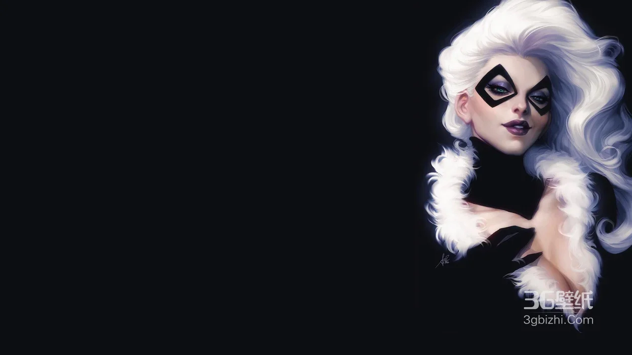 黑猫女·白毛黑纹冷艳魅惑 暗黑写实漫威宽屏车机壁纸1