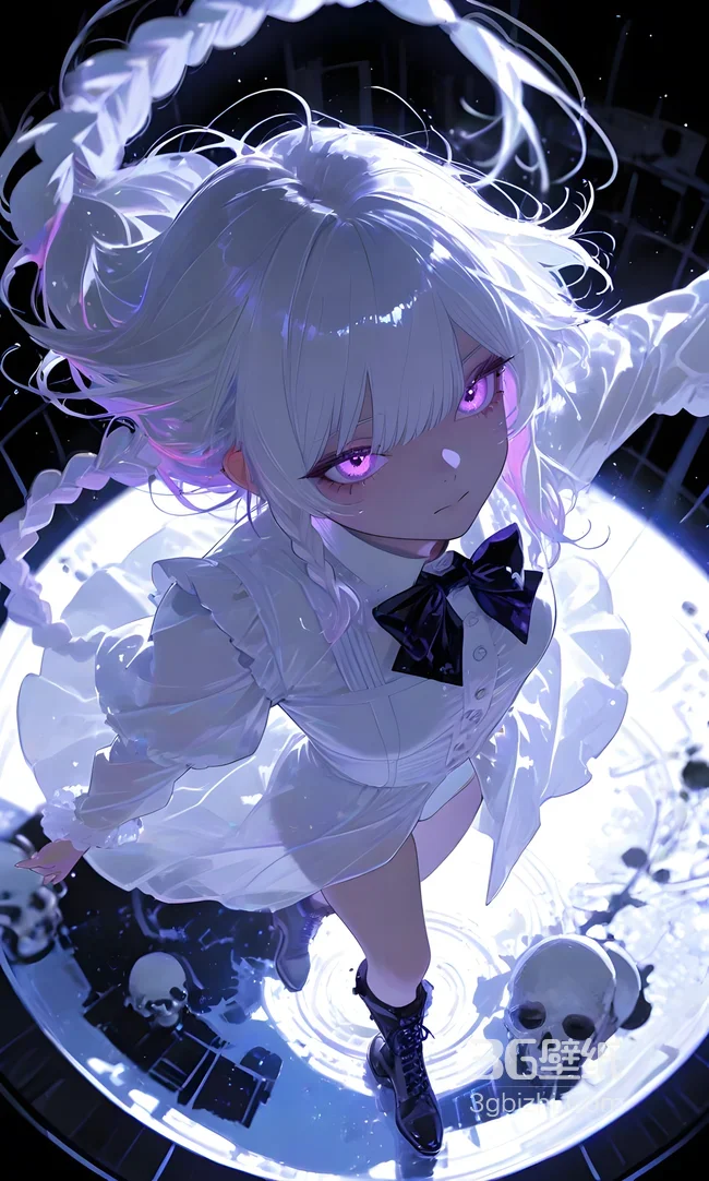 白发紫眼少女·暗黑唯美风 原创插画手机壁纸推荐1