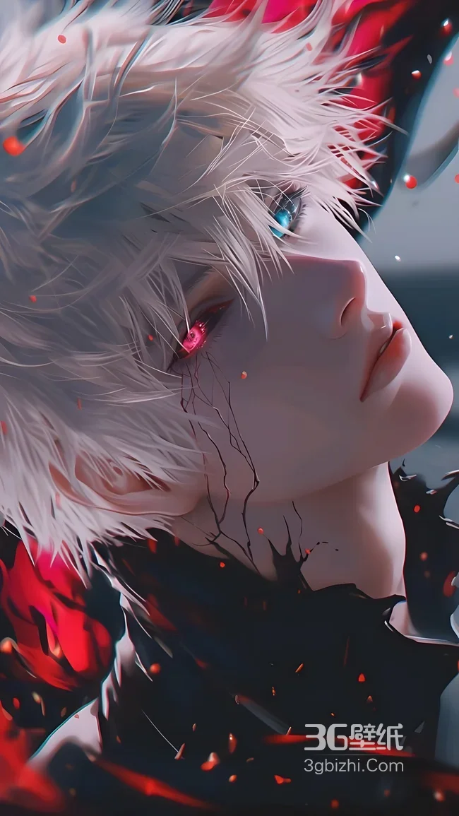 白发异色瞳帅哥·暗黑二次元风 高燃动漫帅哥手机壁纸1