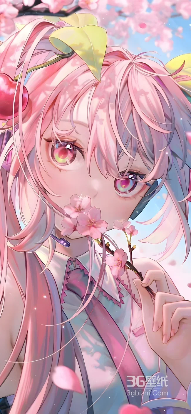 樱初音·持樱浅笑 二次元VOCALOID春日清新壁纸1