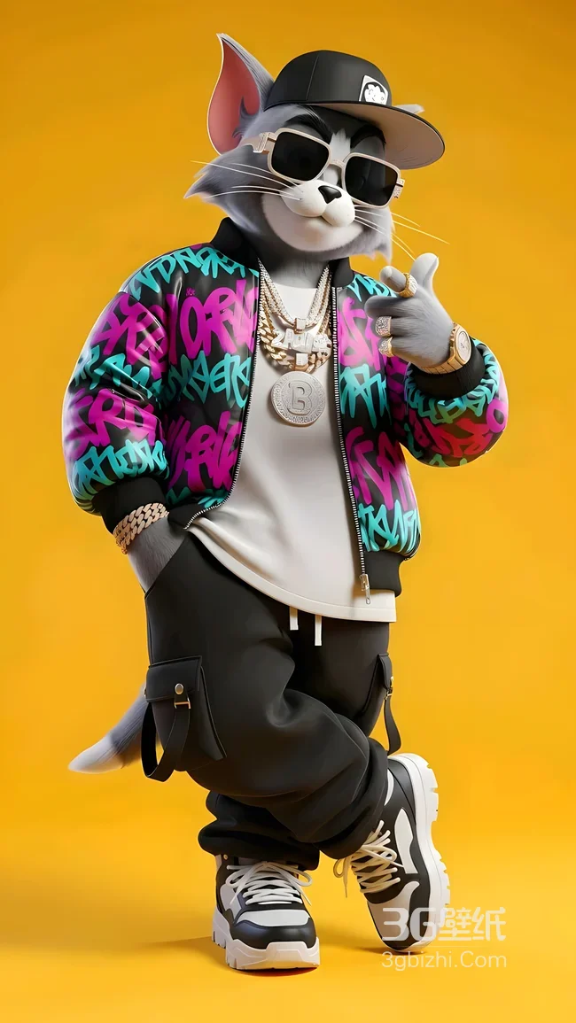 汤姆猫·嘻哈潮流风 动漫《猫和老鼠》帅气手机壁纸1