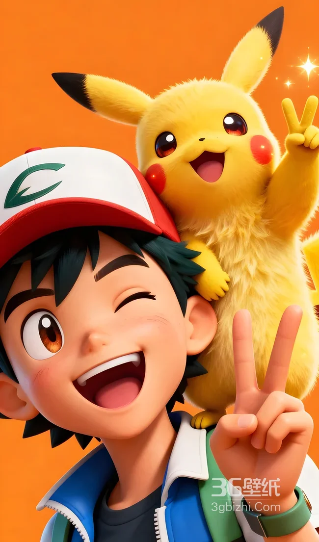 小智&皮卡丘 3D写实风 精灵宝可梦治愈手机壁纸1